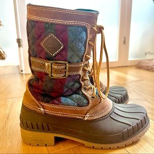 Kamik Sienna Plaid Insulated Waterproof Lace-Up Duck Boots - Size 8